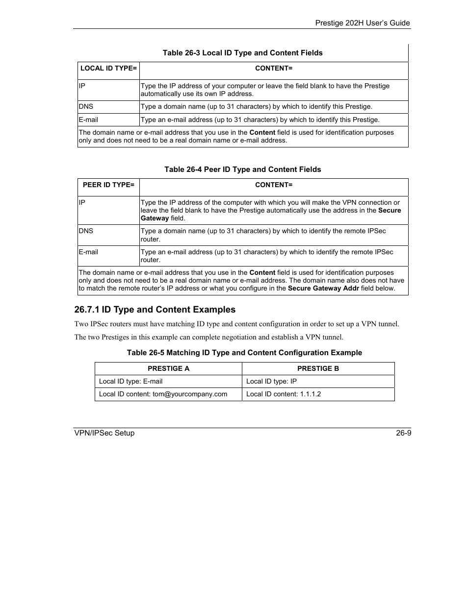 1 id type and content examples | ZyXEL Communications 202H User Manual | Page 273 / 309