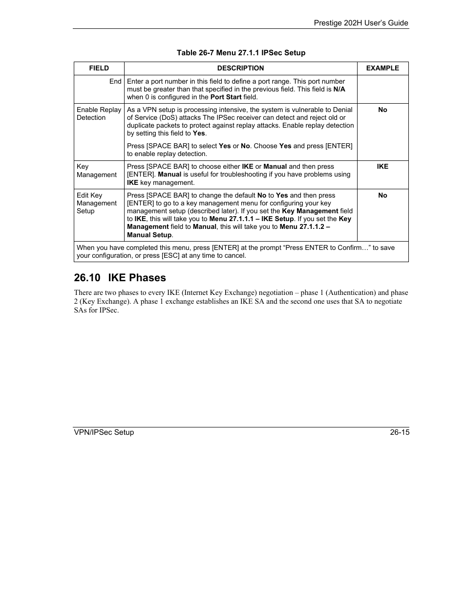 Ike phases, 10 ike phases | ZyXEL Communications 202H User Manual | Page 279 / 309