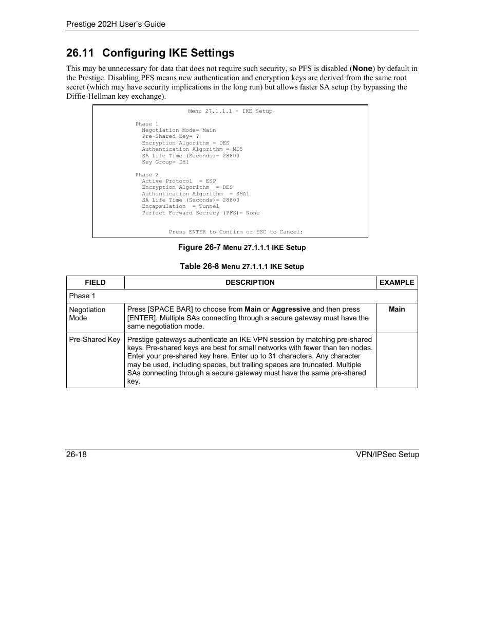 Configuring ike settings, 11 configuring ike settings | ZyXEL Communications 202H User Manual | Page 282 / 309