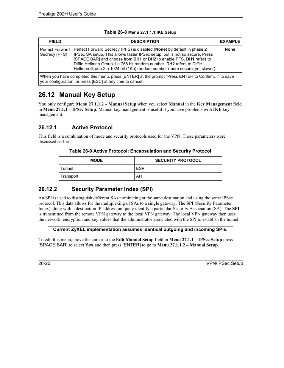 Manual key setup, 12 manual key setup | ZyXEL Communications 202H User Manual | Page 284 / 309