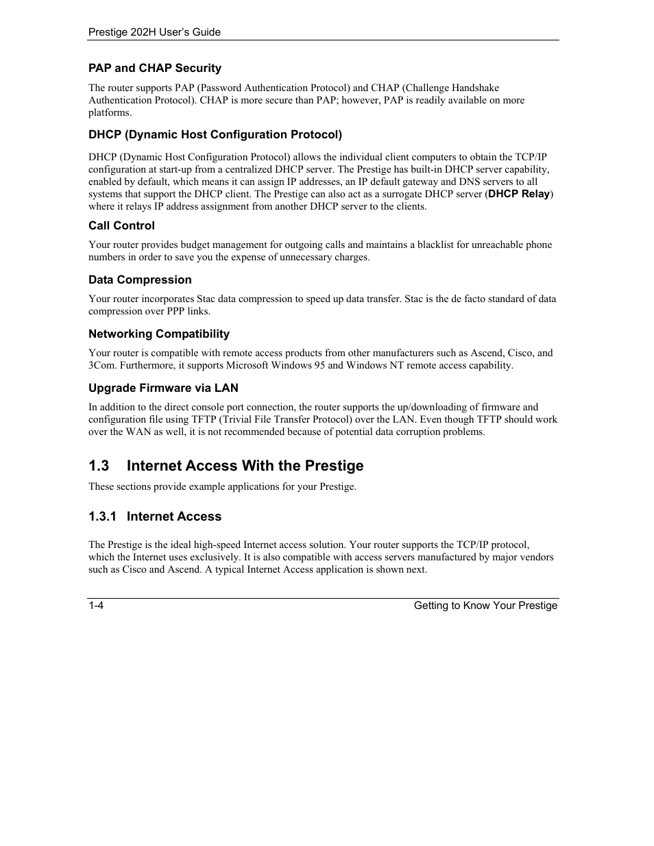 Internet access with the prestige, 3 internet access with the prestige | ZyXEL Communications 202H User Manual | Page 32 / 309