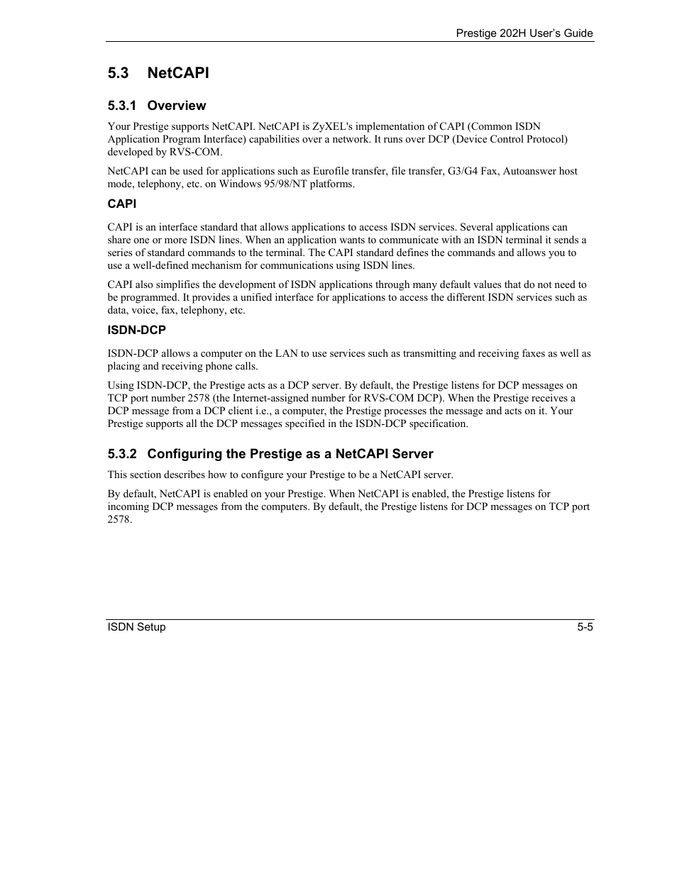 Netcapi, 3 netcapi | ZyXEL Communications 202H User Manual | Page 57 / 309