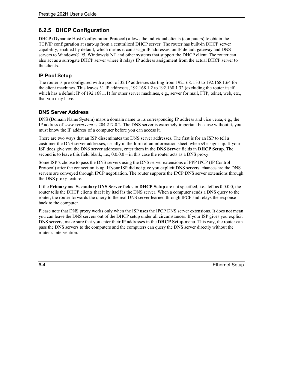 ZyXEL Communications 202H User Manual | Page 64 / 309