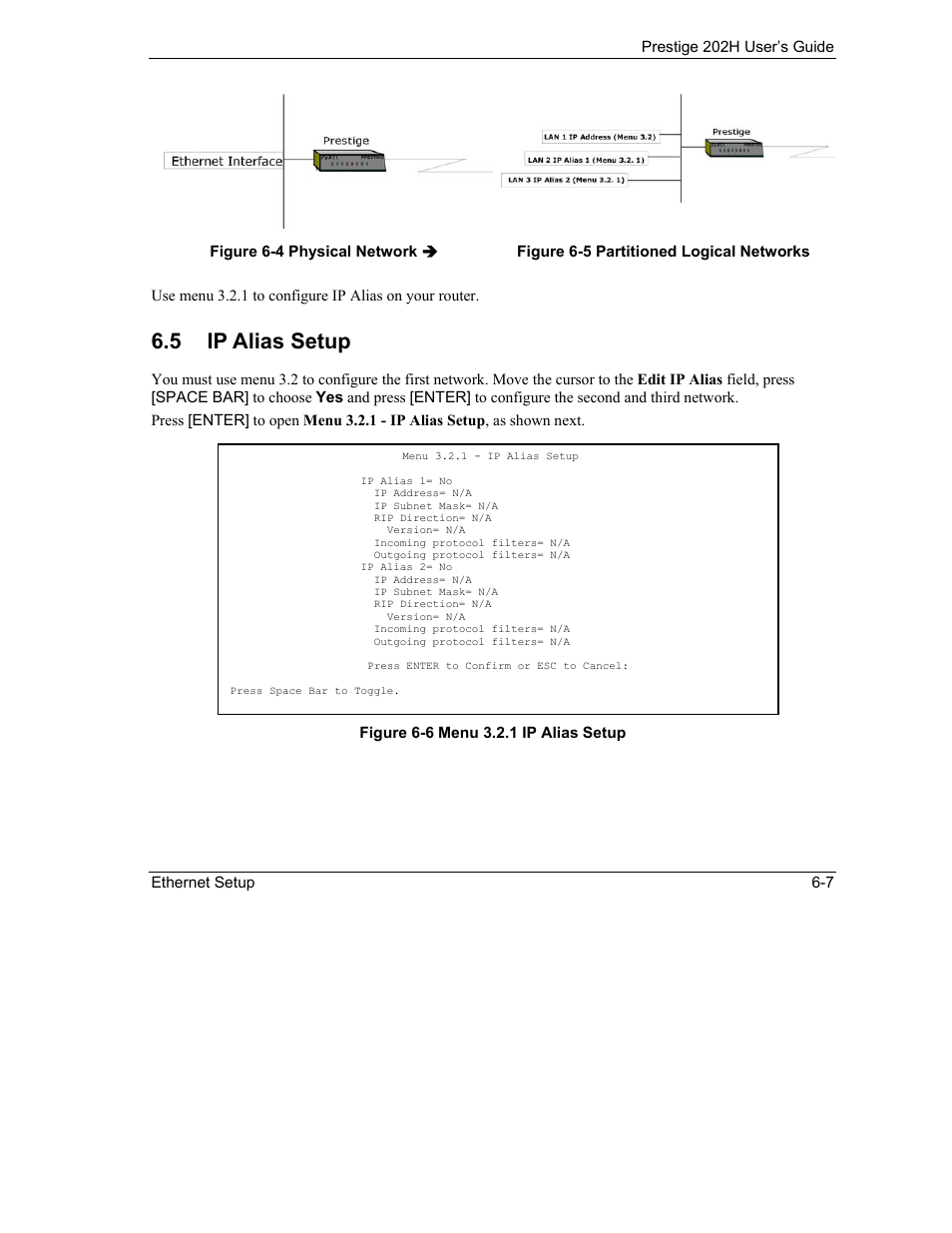 Ip alias setup, 5 ip alias setup | ZyXEL Communications 202H User Manual | Page 67 / 309