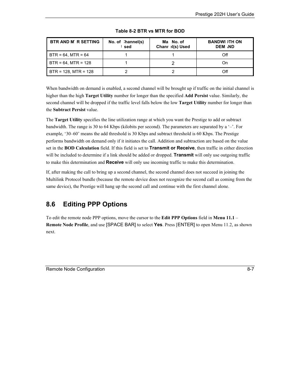 Editing ppp options, 6 editing ppp options | ZyXEL Communications 202H User Manual | Page 79 / 309