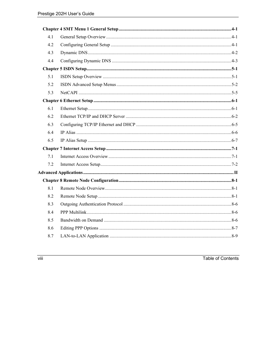 ZyXEL Communications 202H User Manual | Page 8 / 309
