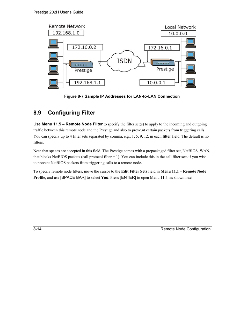 Configuring filter, 9 configuring filter | ZyXEL Communications 202H User Manual | Page 86 / 309