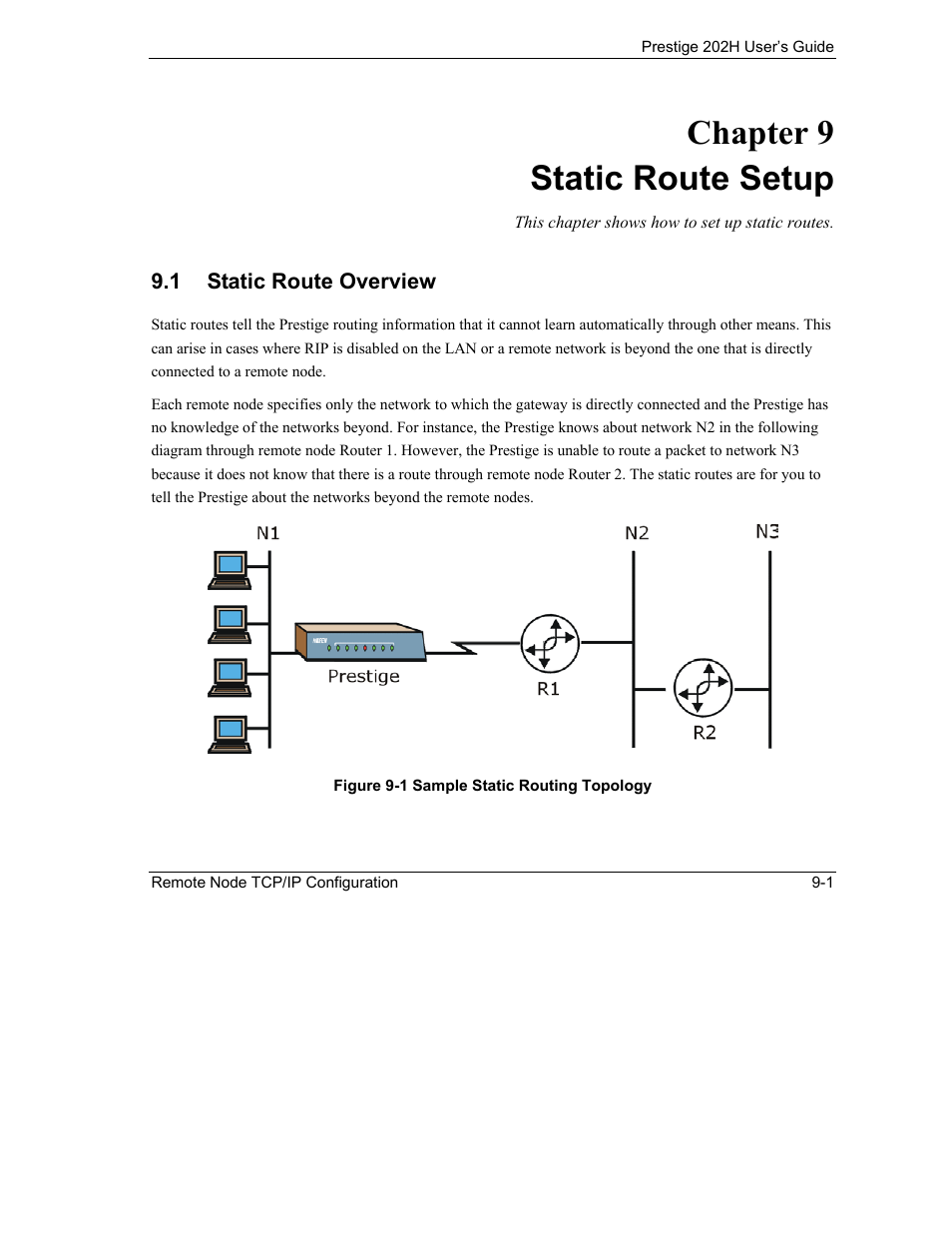 Static route setup, Static route overview, Chapter 9 static route setup | ZyXEL Communications 202H User Manual | Page 89 / 309