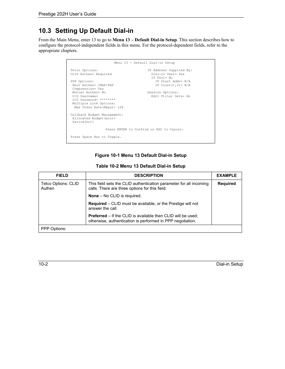 Setting up default dial-in, 3 setting up default dial-in | ZyXEL Communications 202H User Manual | Page 94 / 309