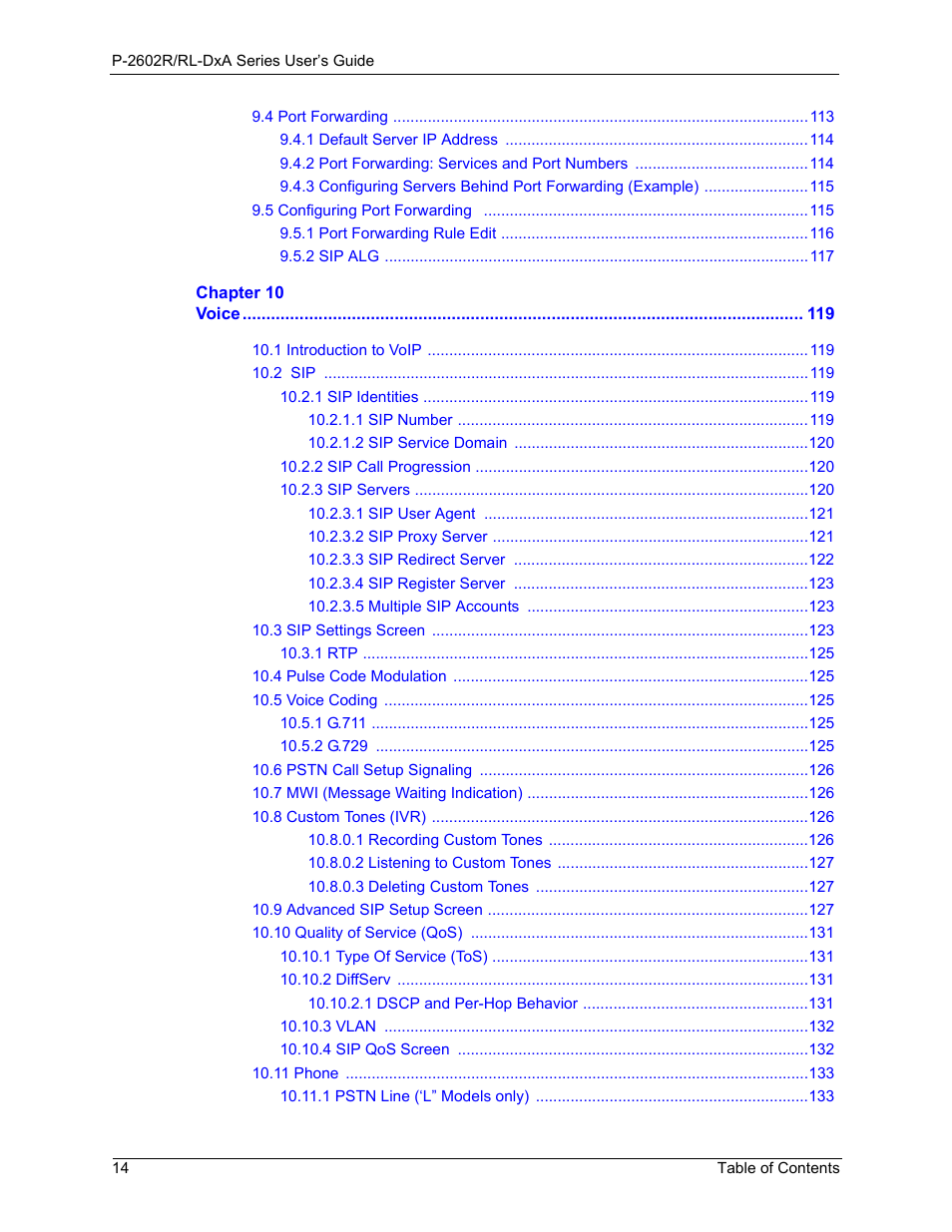 ZyXEL Communications P-2602R-DxA Series User Manual | Page 14 / 348