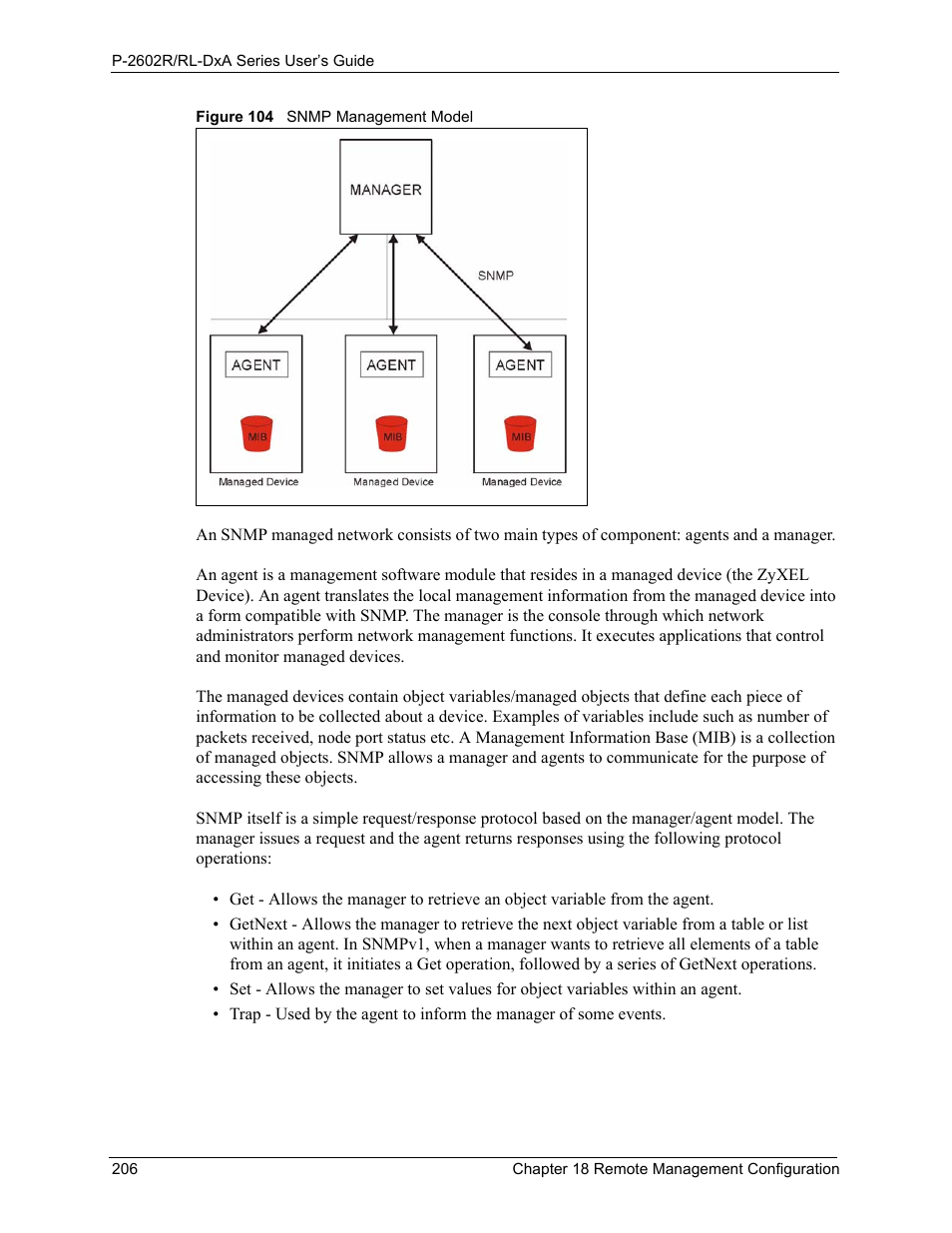 Figure 104 snmp management model | ZyXEL Communications P-2602R-DxA Series User Manual | Page 206 / 348