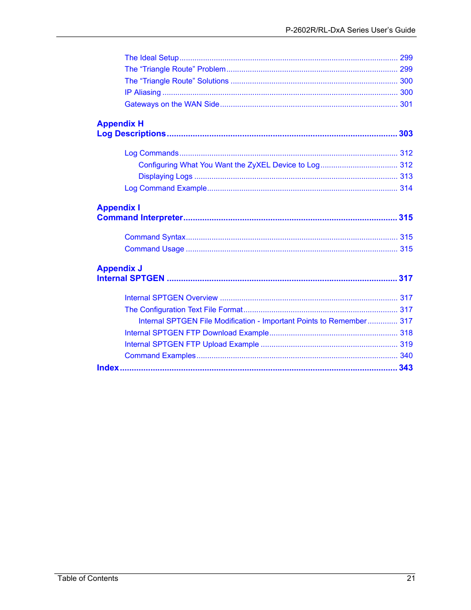 ZyXEL Communications P-2602R-DxA Series User Manual | Page 21 / 348