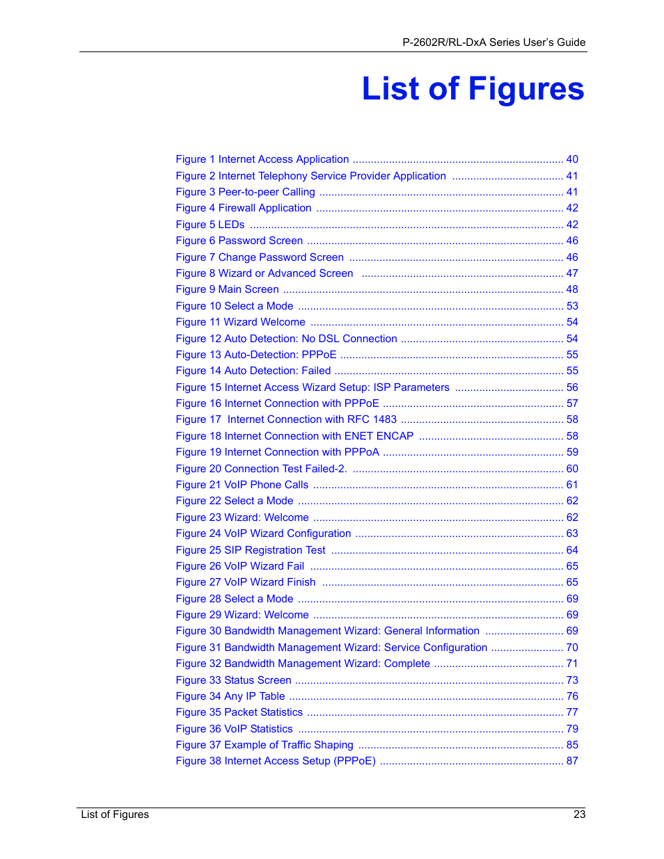 List of figures | ZyXEL Communications P-2602R-DxA Series User Manual | Page 23 / 348