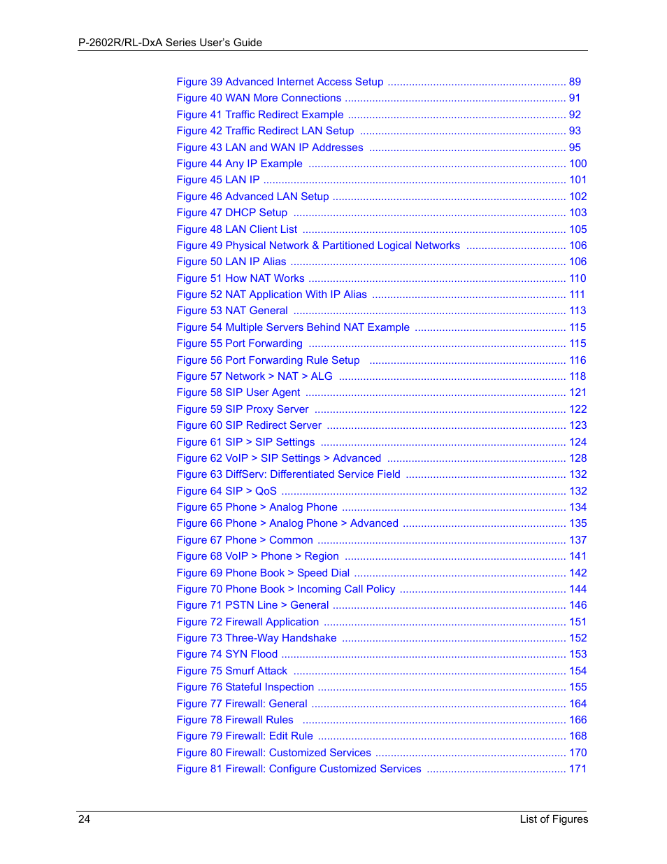 ZyXEL Communications P-2602R-DxA Series User Manual | Page 24 / 348