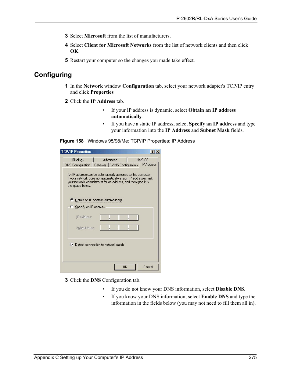 Configuring | ZyXEL Communications P-2602R-DxA Series User Manual | Page 275 / 348
