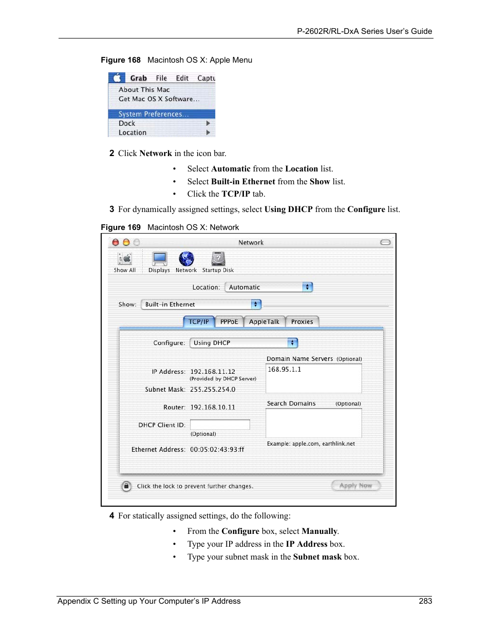 ZyXEL Communications P-2602R-DxA Series User Manual | Page 283 / 348