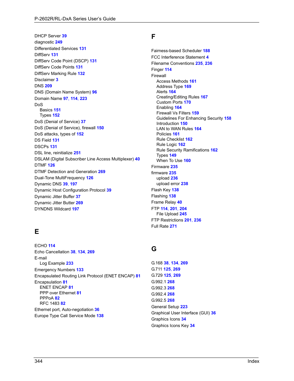 ZyXEL Communications P-2602R-DxA Series User Manual | Page 344 / 348