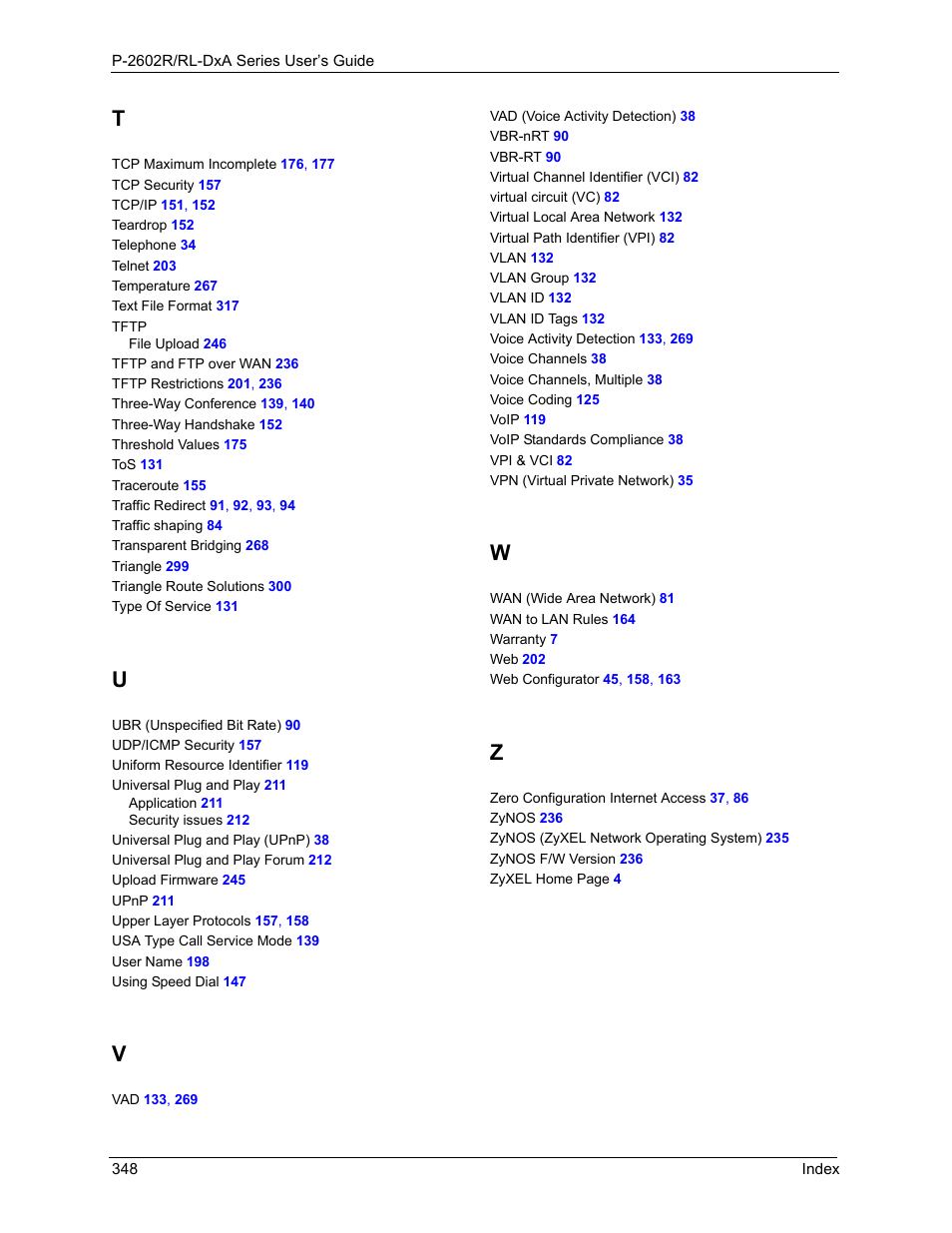 ZyXEL Communications P-2602R-DxA Series User Manual | Page 348 / 348