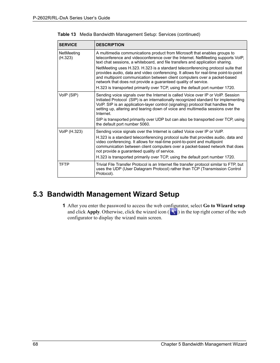 3 bandwidth management wizard setup | ZyXEL Communications P-2602R-DxA Series User Manual | Page 68 / 348