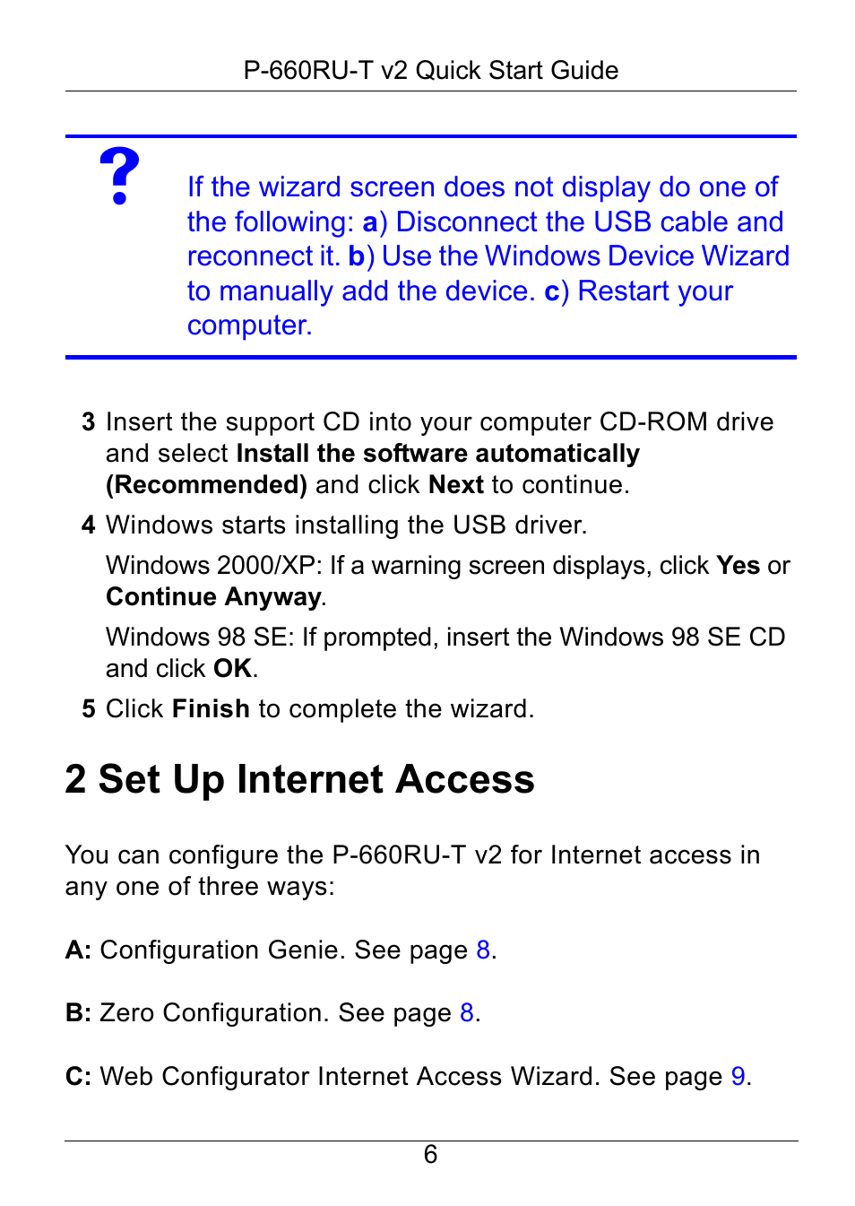 2 set up internet access | ZyXEL Communications P-660RU-T V2 User Manual | Page 7 / 25