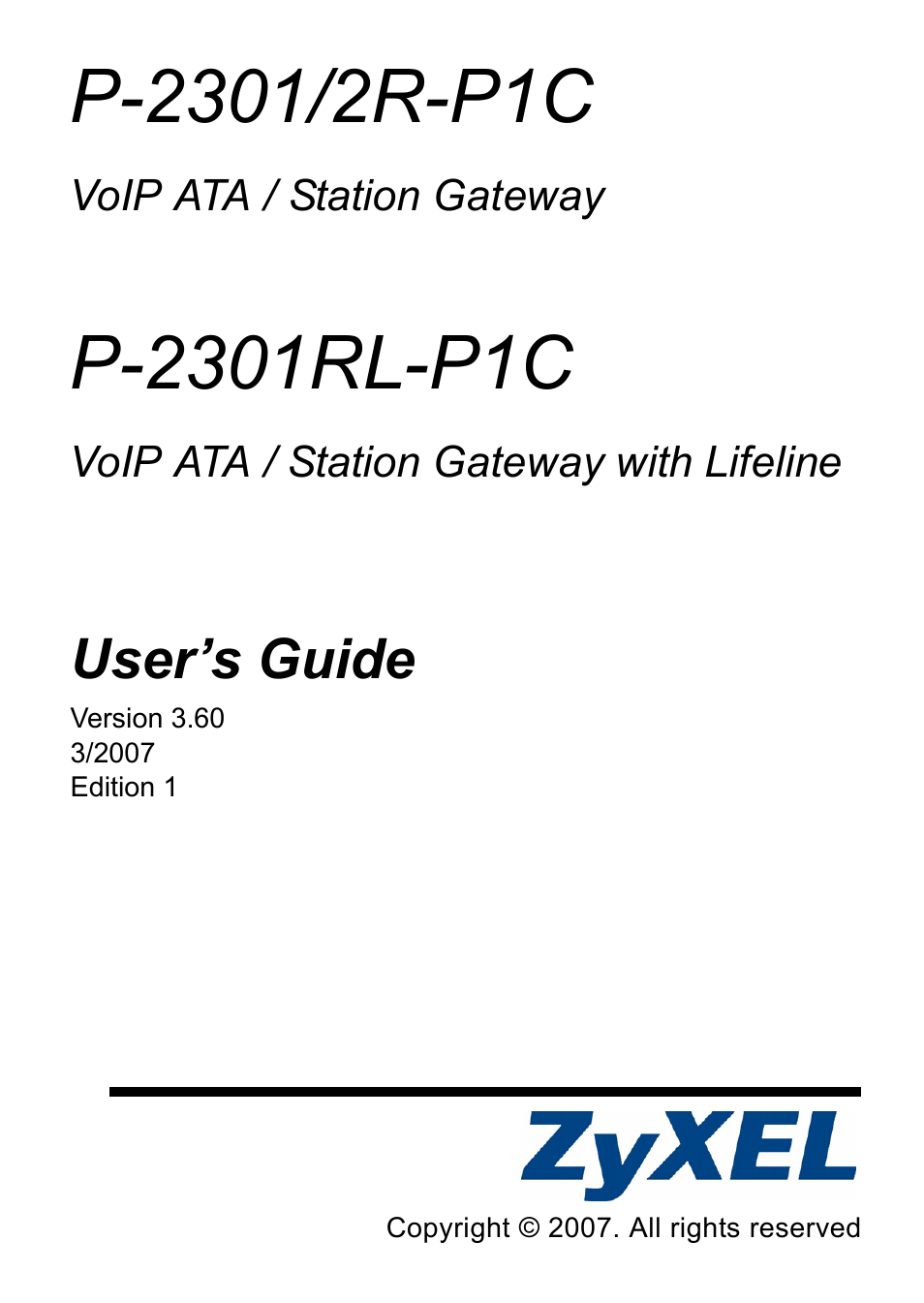ZyXEL Communications 2R-P1C User Manual | 53 pages