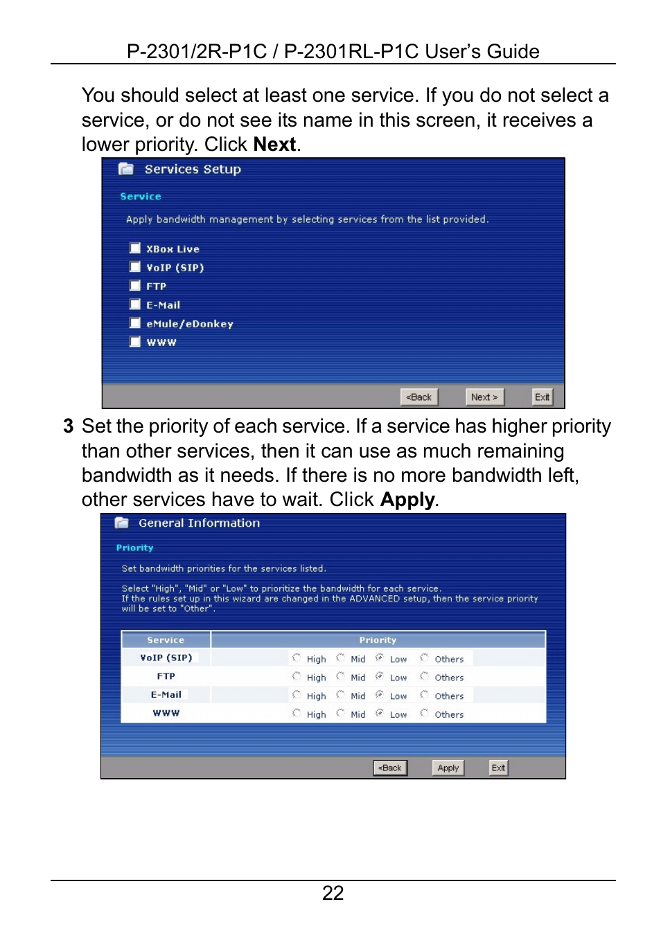 ZyXEL Communications 2R-P1C User Manual | Page 22 / 53