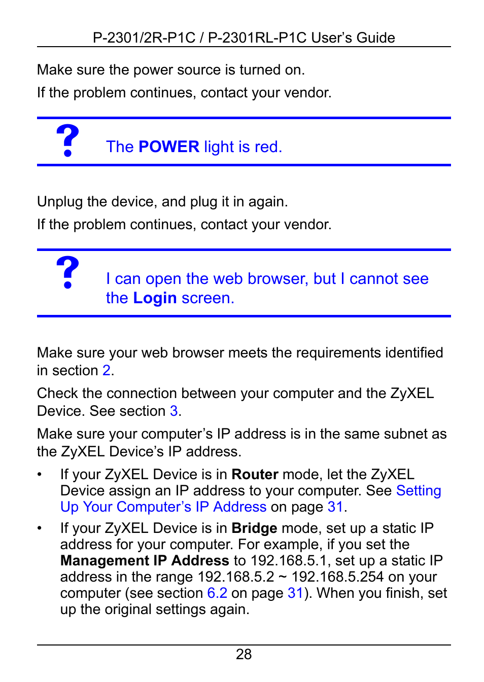 ZyXEL Communications 2R-P1C User Manual | Page 28 / 53