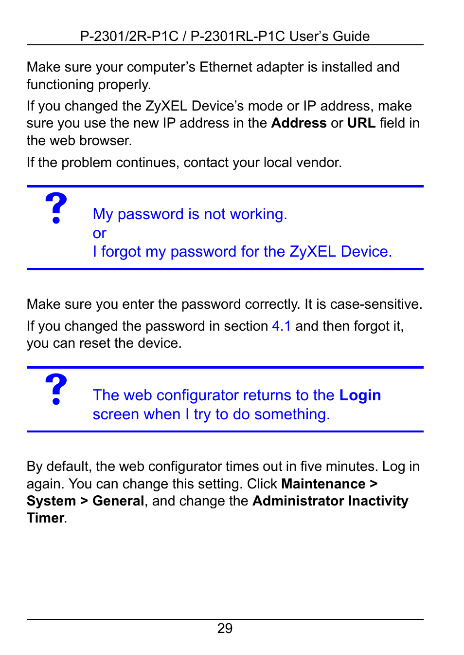 ZyXEL Communications 2R-P1C User Manual | Page 29 / 53