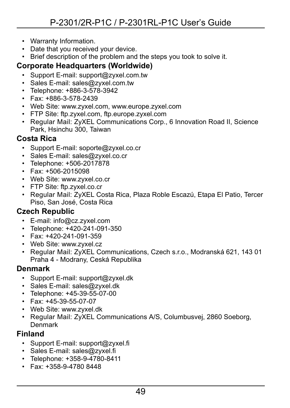 ZyXEL Communications 2R-P1C User Manual | Page 49 / 53
