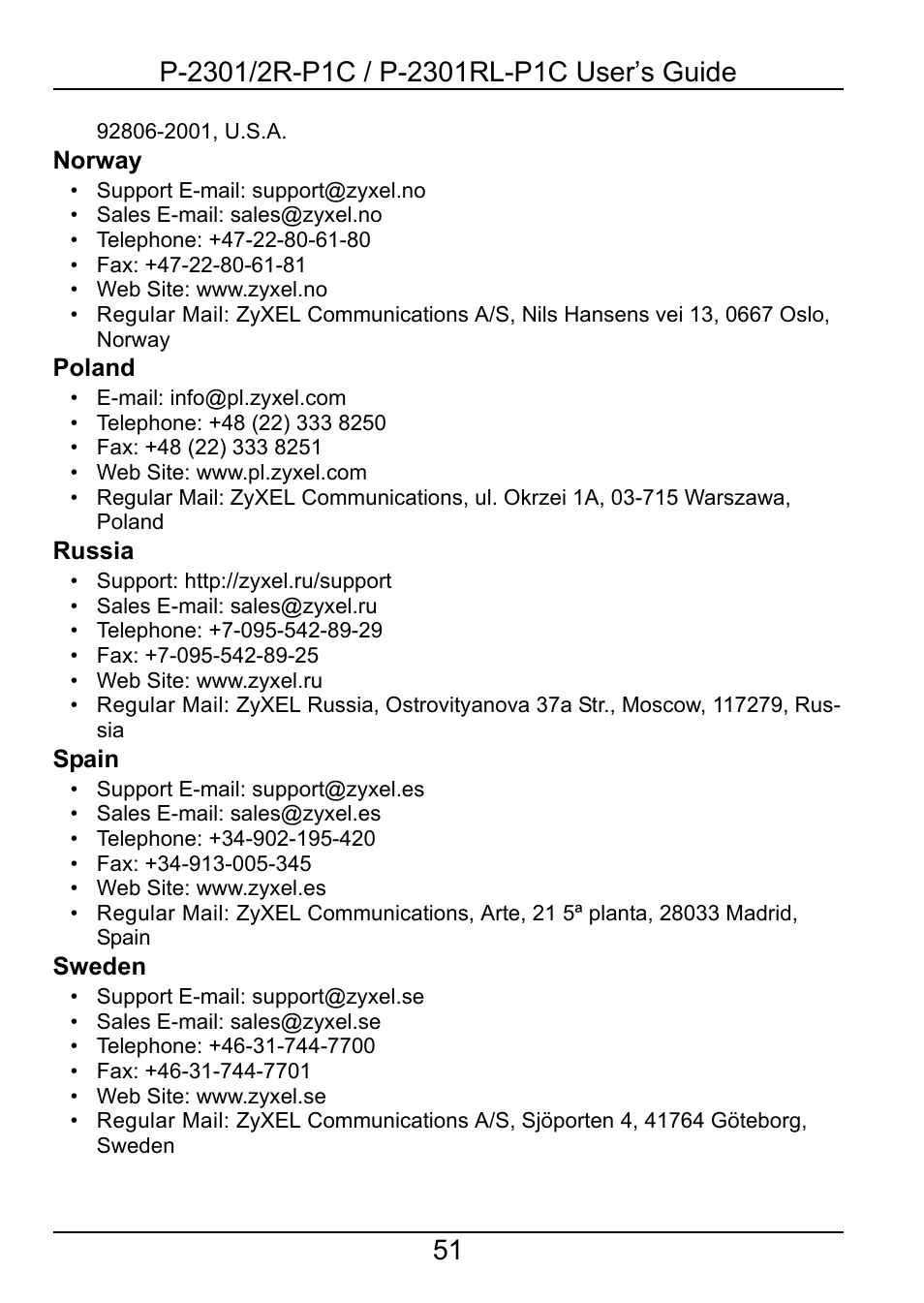 ZyXEL Communications 2R-P1C User Manual | Page 51 / 53