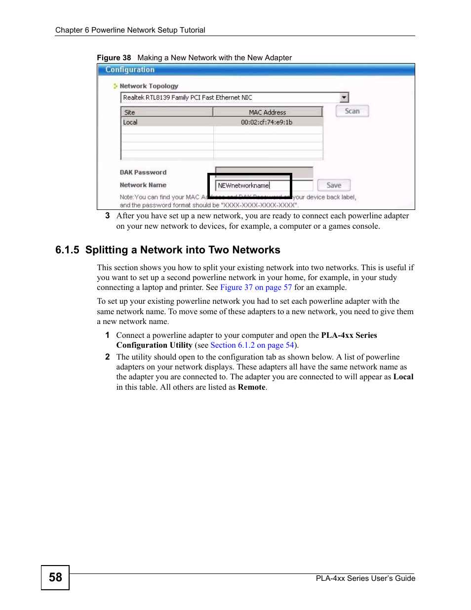 5 splitting a network into two networks | ZyXEL Communications PLA470 V2 User Manual | Page 58 / 92