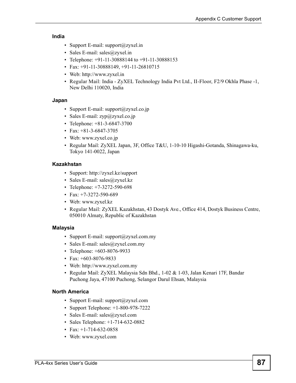 ZyXEL Communications PLA470 V2 User Manual | Page 87 / 92