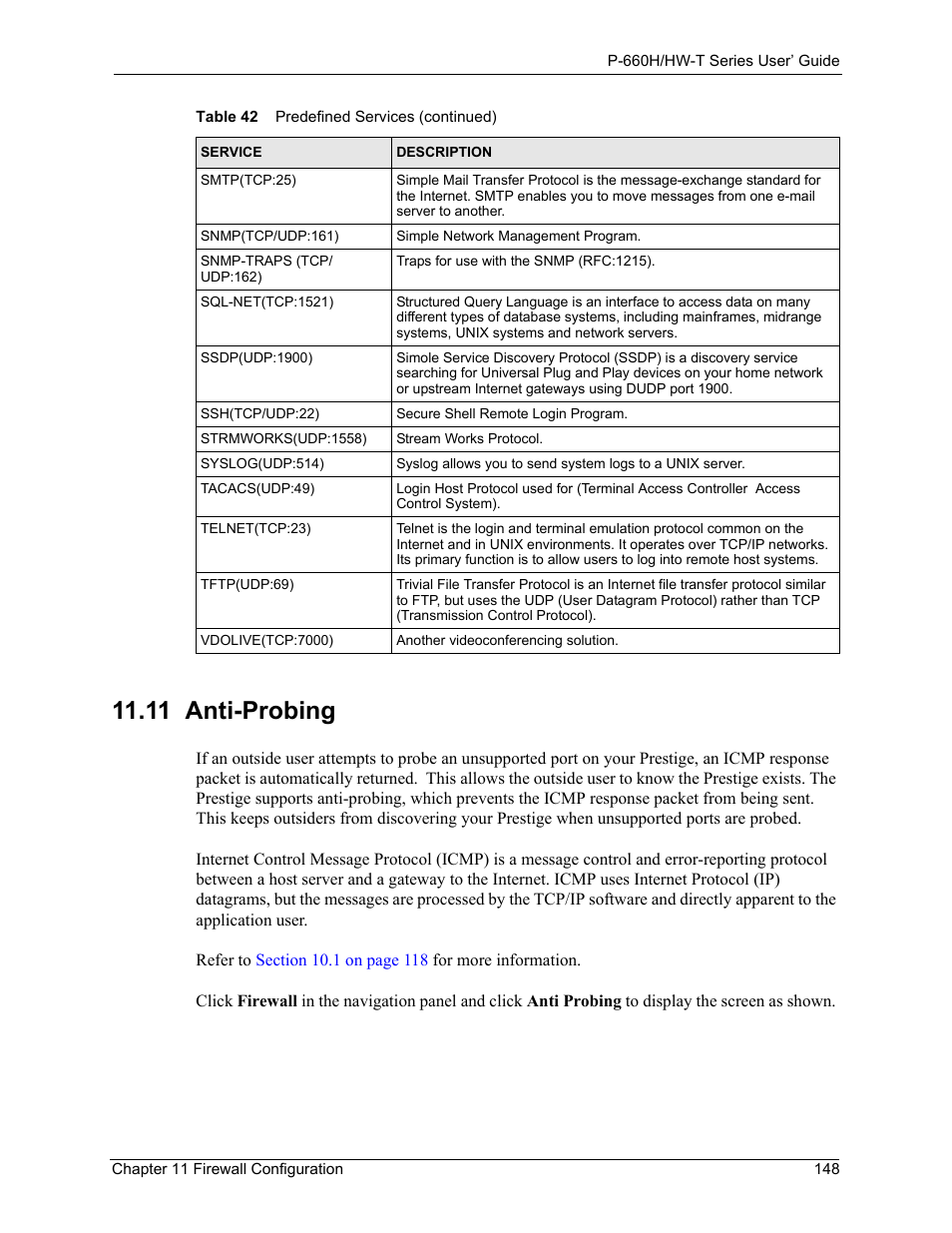 11 anti-probing | ZyXEL Communications P-660H-T Series User Manual | Page 149 / 466