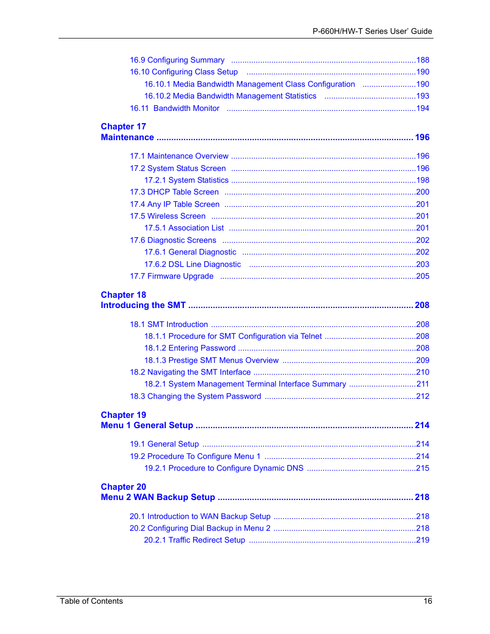 ZyXEL Communications P-660H-T Series User Manual | Page 17 / 466