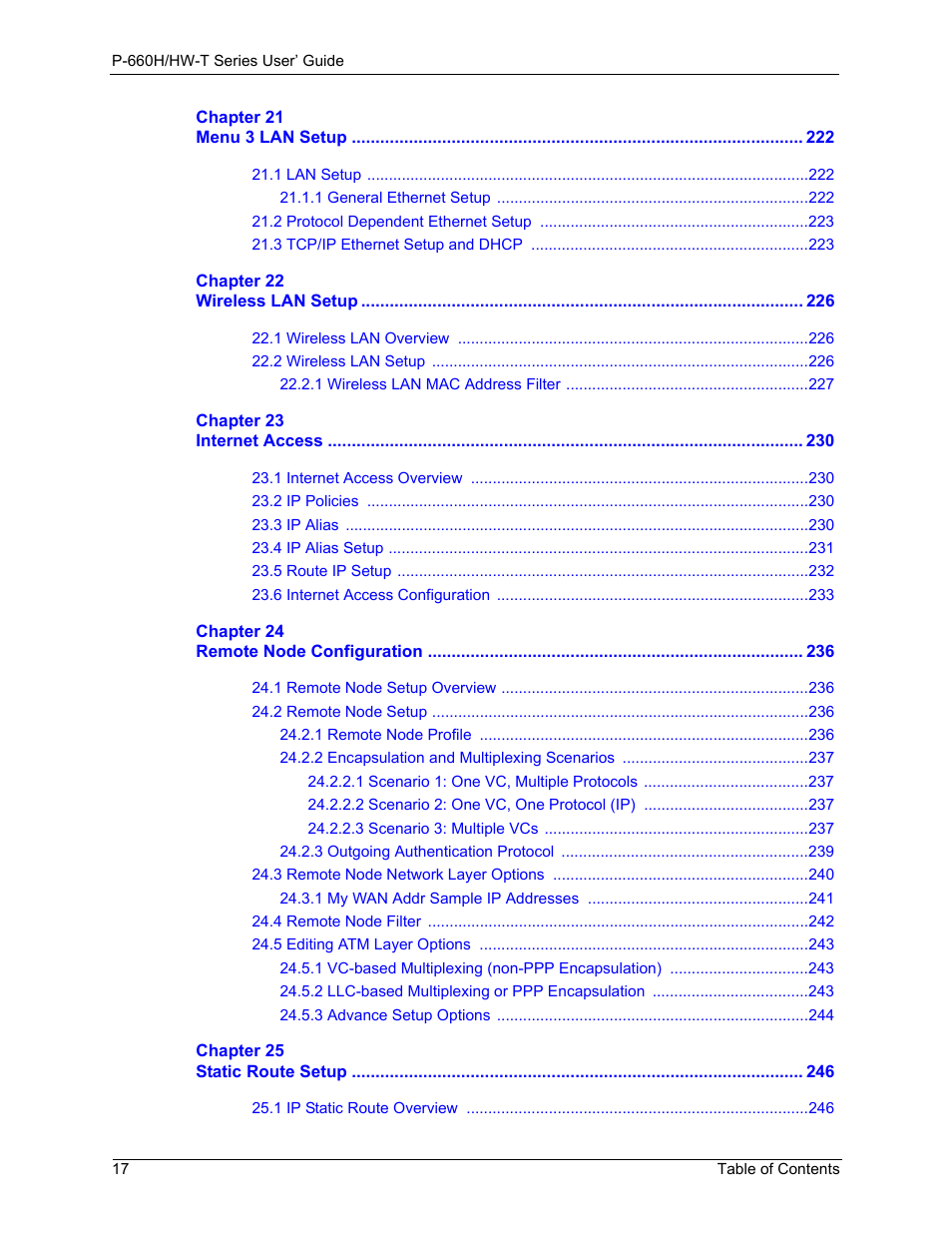 ZyXEL Communications P-660H-T Series User Manual | Page 18 / 466