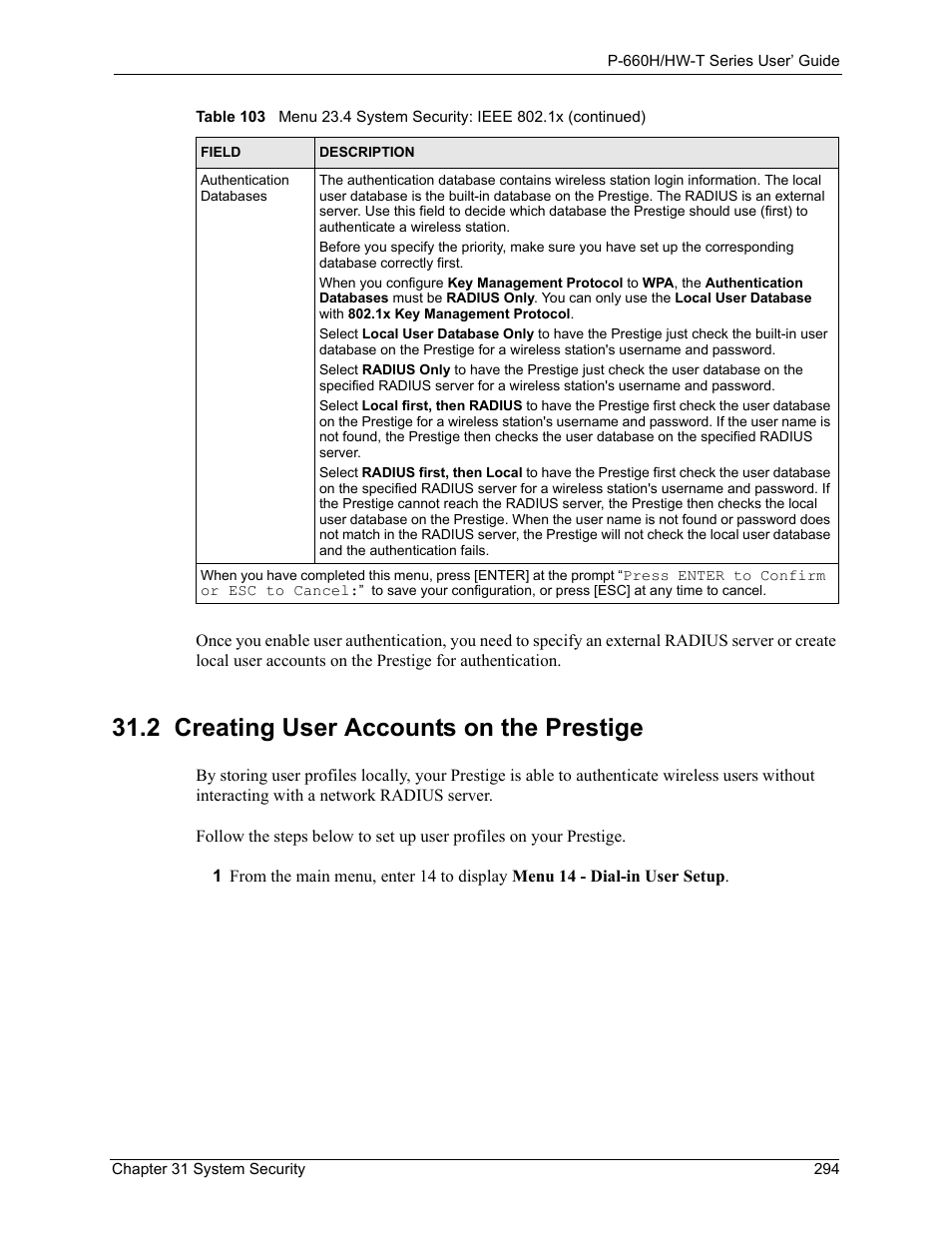 2 creating user accounts on the prestige | ZyXEL Communications P-660H-T Series User Manual | Page 295 / 466