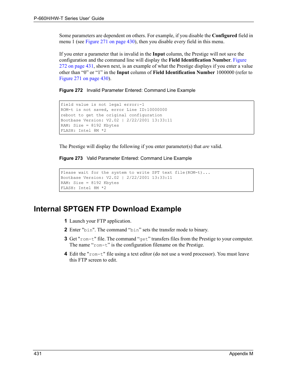 Internal sptgen ftp download example | ZyXEL Communications P-660H-T Series User Manual | Page 432 / 466