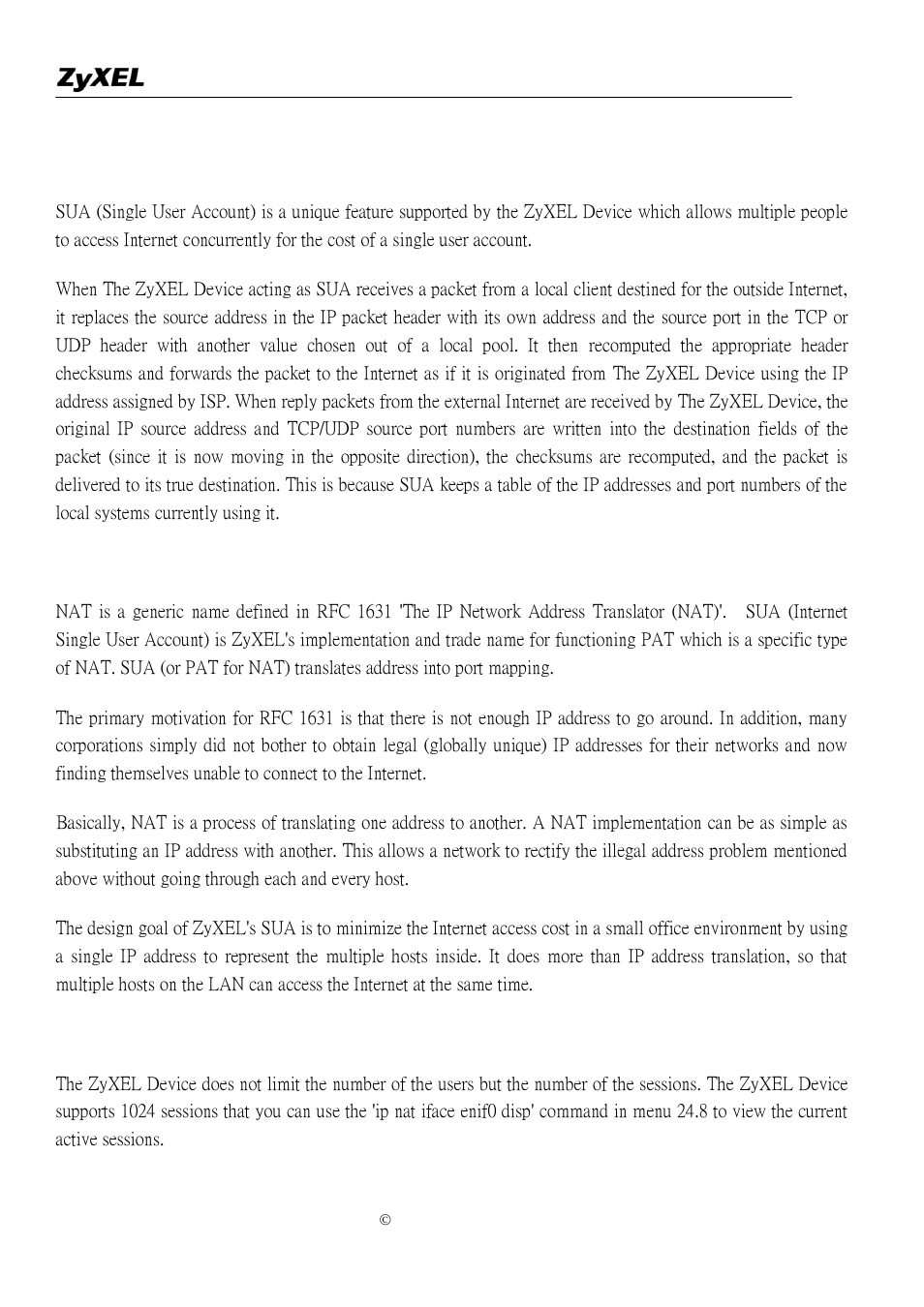 What is sua? when should i use sua, What is the difference between nat and sua, How many network users can the sua/nat support | ZyXEL Communications P-2302R-P1C User Manual | Page 102 / 145