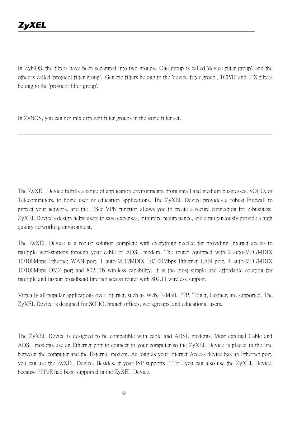 What are device filters and protocol filters, Product faq | ZyXEL Communications P-2302R-P1C User Manual | Page 103 / 145