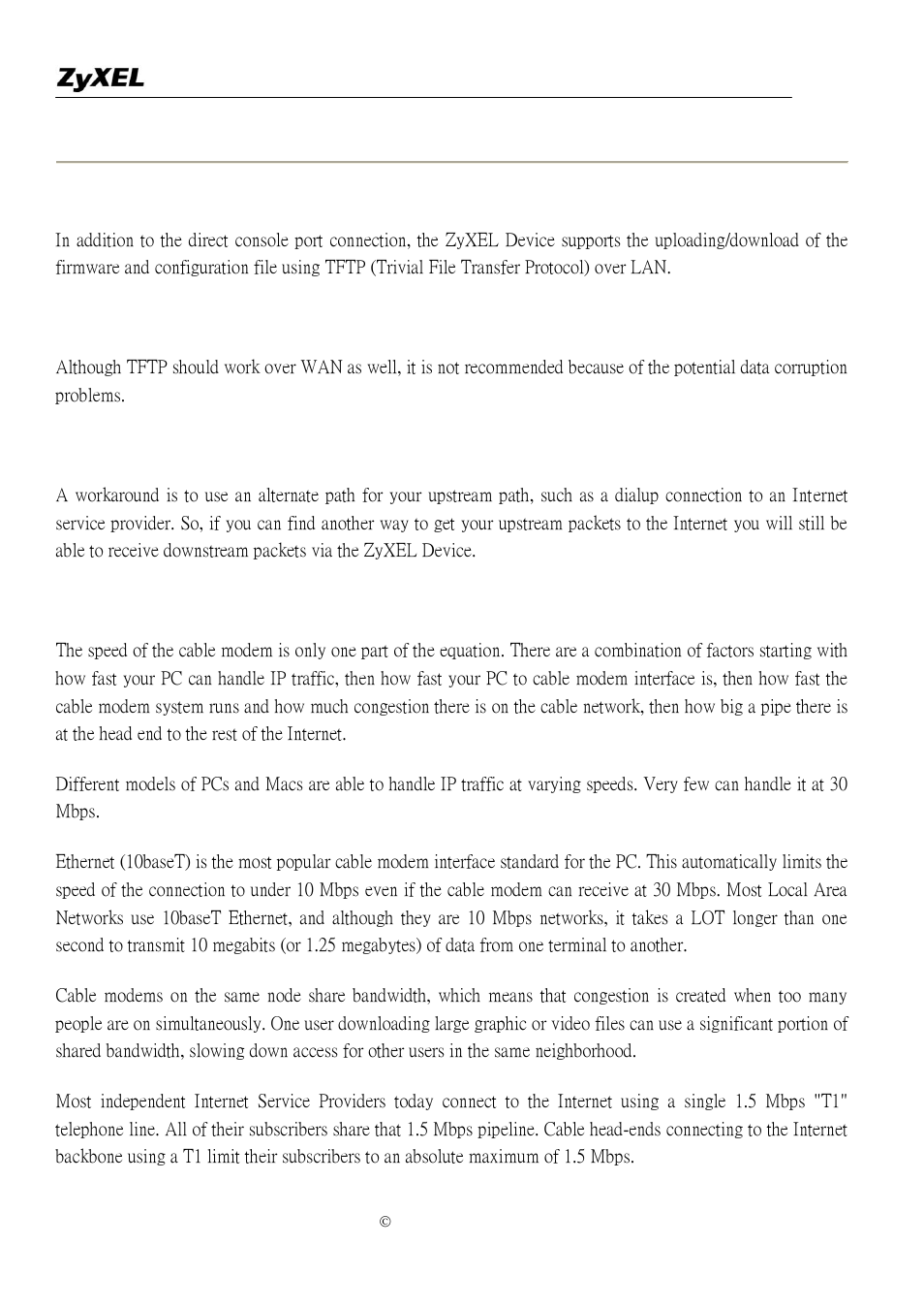 How does the zyxel device support tftp, Can the zyxel device support tftp over wan, How fast can the data go | ZyXEL Communications P-2302R-P1C User Manual | Page 107 / 145