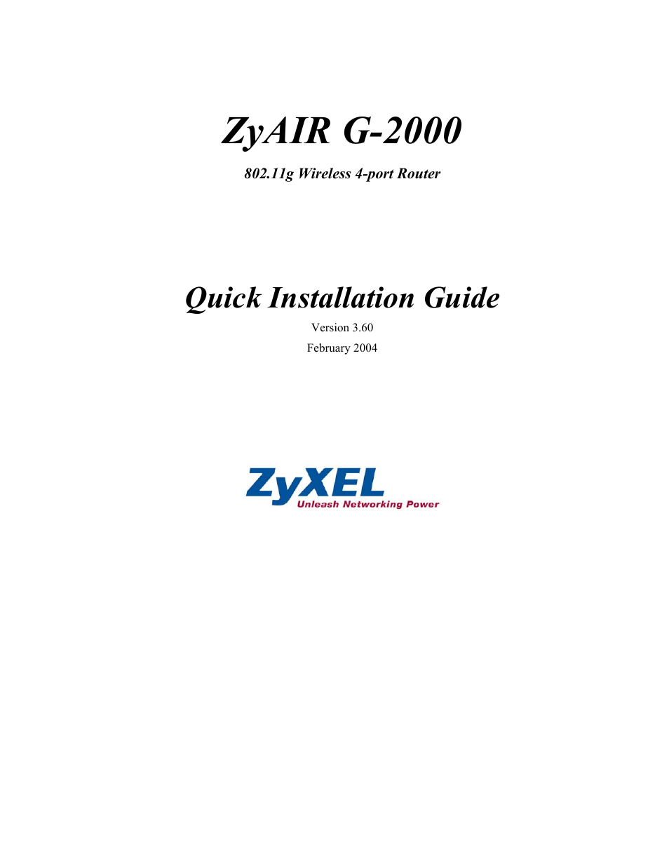 ZyXEL Communications ZyXEL ZyAIR G-2000 User Manual | 19 pages