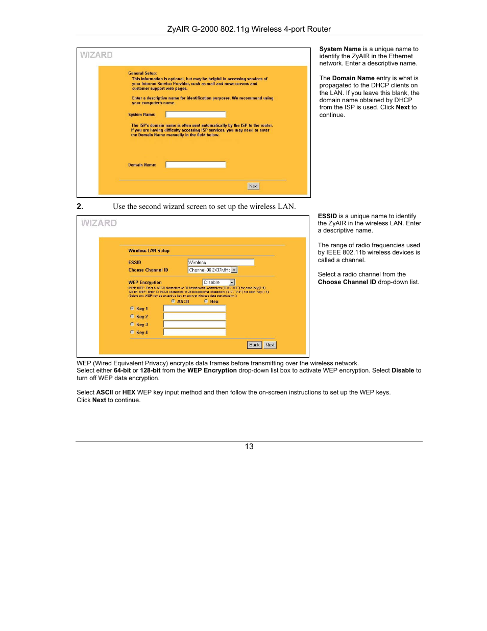 ZyXEL Communications ZyXEL ZyAIR G-2000 User Manual | Page 13 / 19