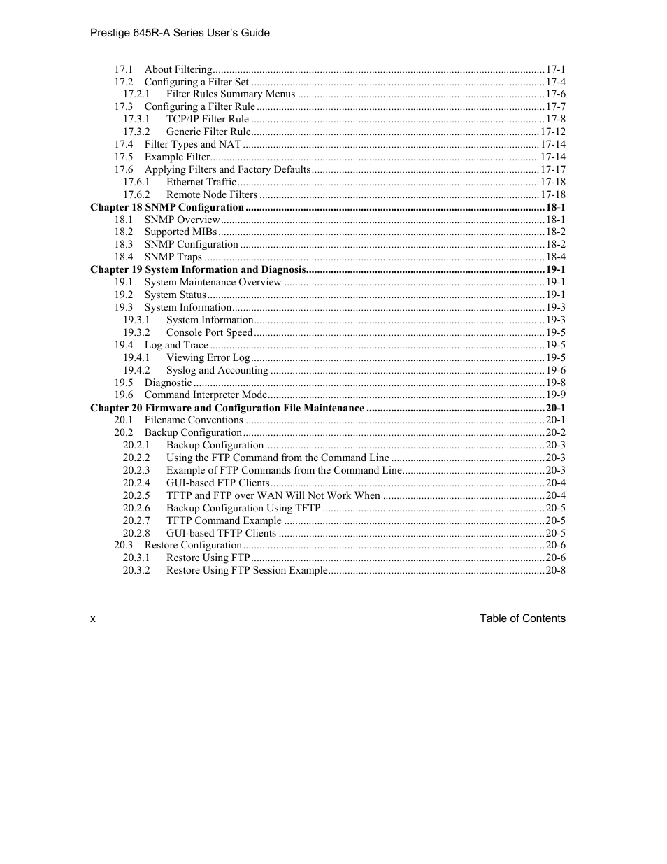 ZyXEL Communications Prestige 645R-A Series User Manual | Page 10 / 251