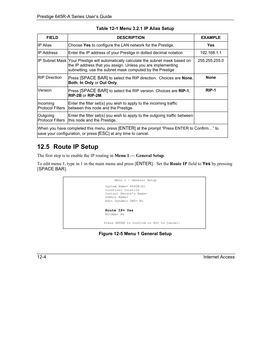 Route ip setup, 5 route ip setup | ZyXEL Communications Prestige 645R-A Series User Manual | Page 106 / 251