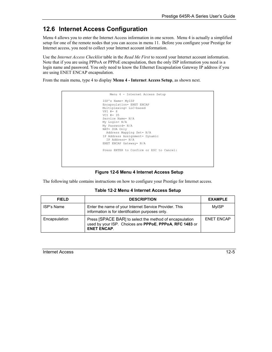Internet access configuration, 6 internet access configuration | ZyXEL Communications Prestige 645R-A Series User Manual | Page 107 / 251