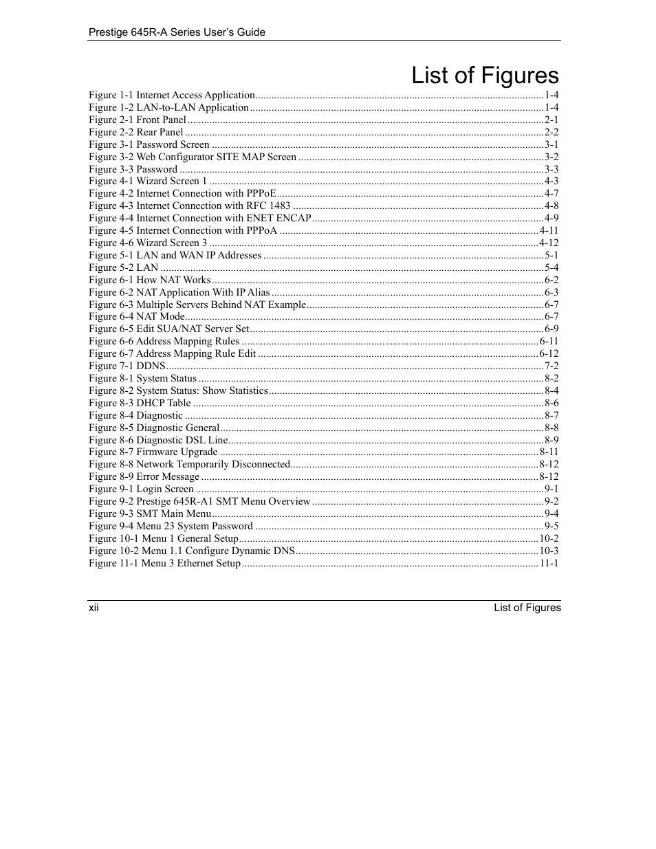 List of figures | ZyXEL Communications Prestige 645R-A Series User Manual | Page 12 / 251