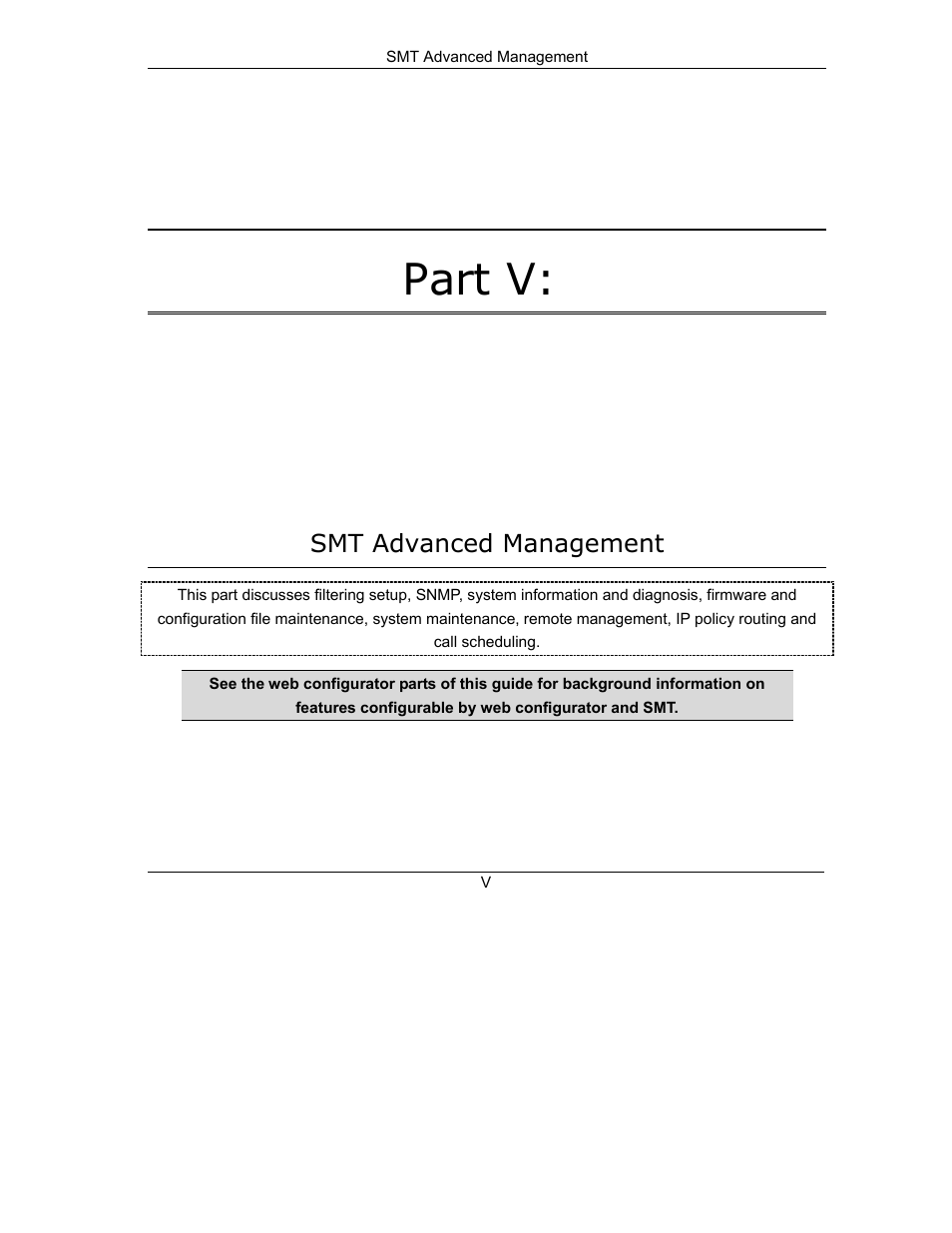 Part v smt advanced management, Part v | ZyXEL Communications Prestige 645R-A Series User Manual | Page 149 / 251