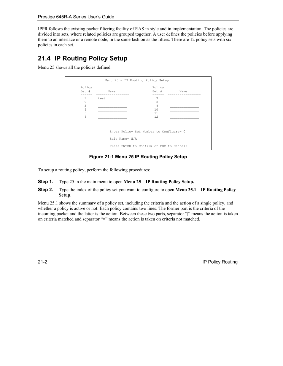 Ip routing policy setup, 4 ip routing policy setup | ZyXEL Communications Prestige 645R-A Series User Manual | Page 198 / 251