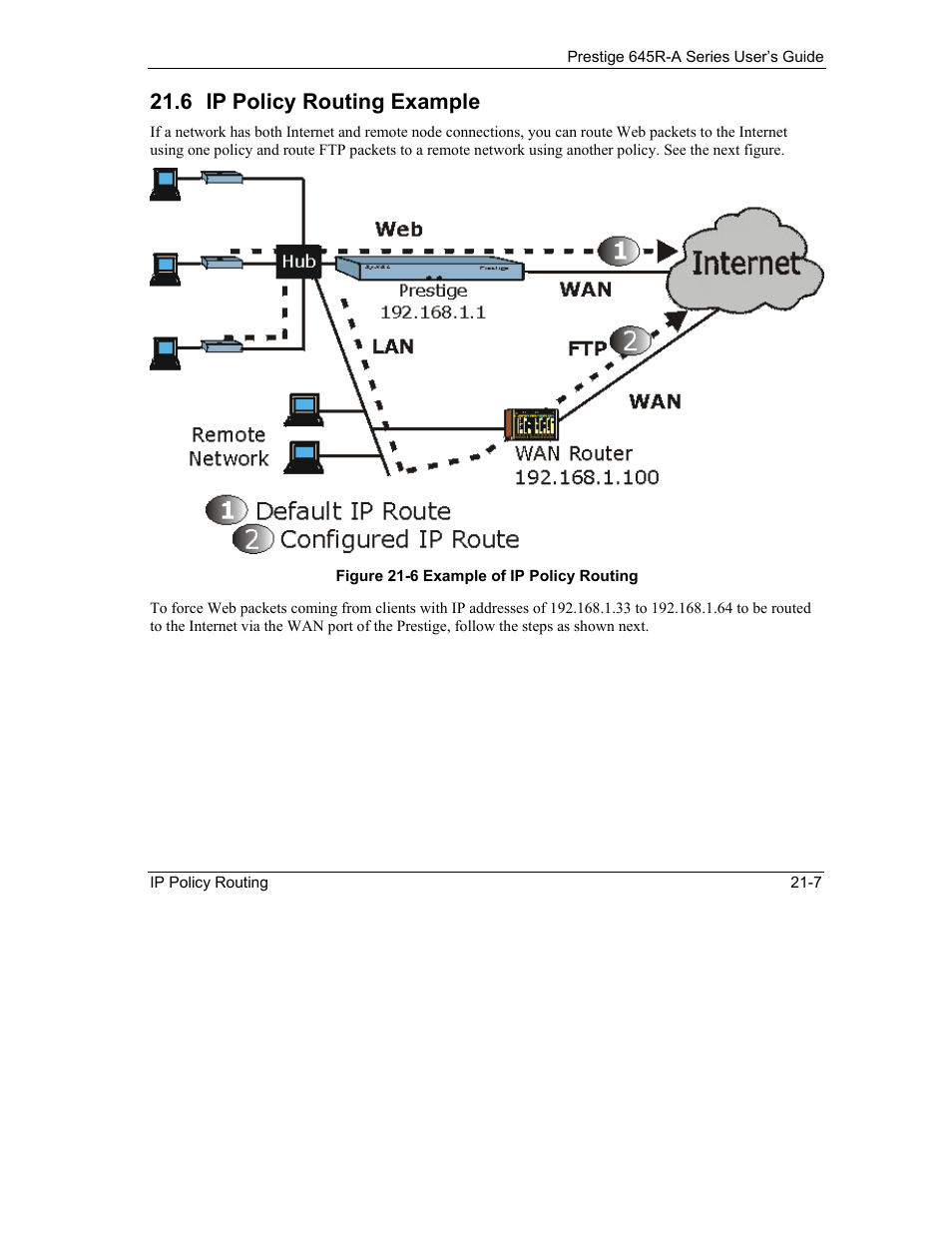 Ip policy routing example, 6 ip policy routing example | ZyXEL Communications Prestige 645R-A Series User Manual | Page 203 / 251