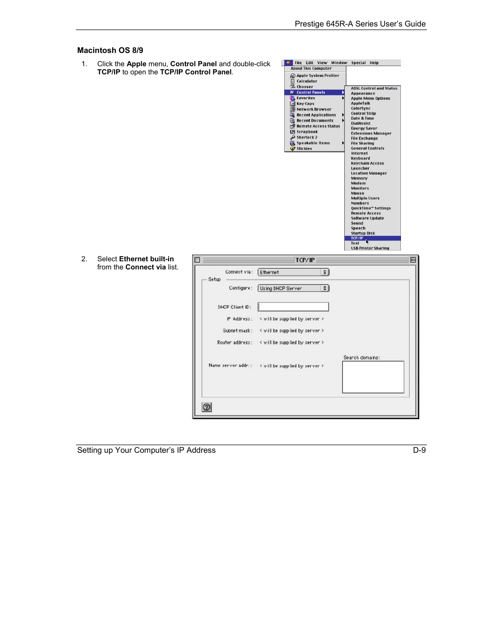 Macintosh os 8/9 | ZyXEL Communications Prestige 645R-A Series User Manual | Page 237 / 251